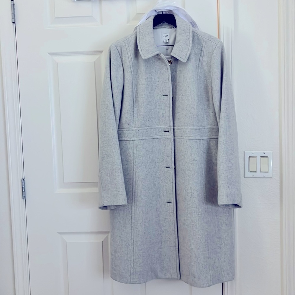 J CREW GRAY WOOL TRENCH COAT